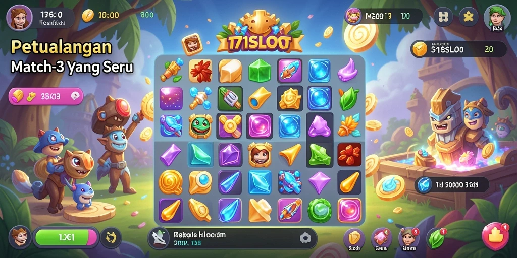 Screenshot utama 171SLOT menampilkan gameplay seru dalam mencocokkan item.