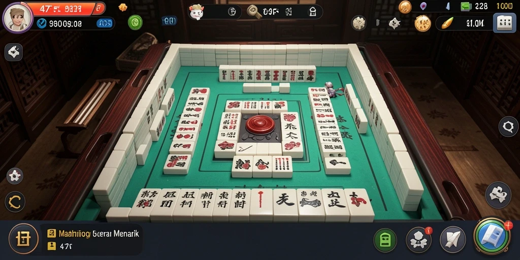 Screenshot game 47F yang menunjukkan gameplay Mahjong yang menegangkan.