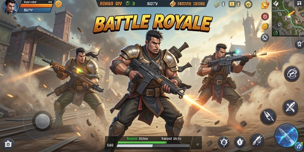 Tampilan gameplay Battle Royale yang mendebarkan di 567TV.