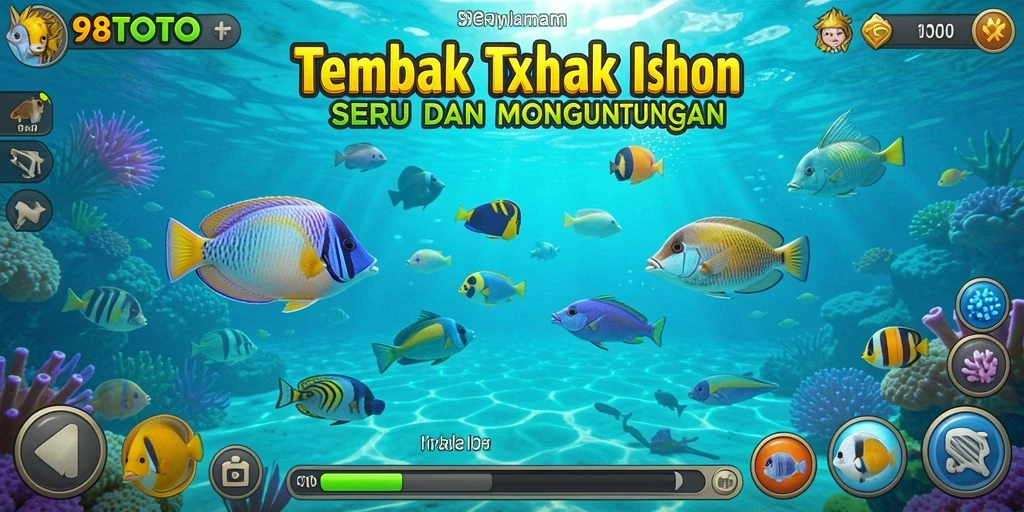 Screenshot gameplay 98TOTO menampilkan aksi menembak ikan yang seru.