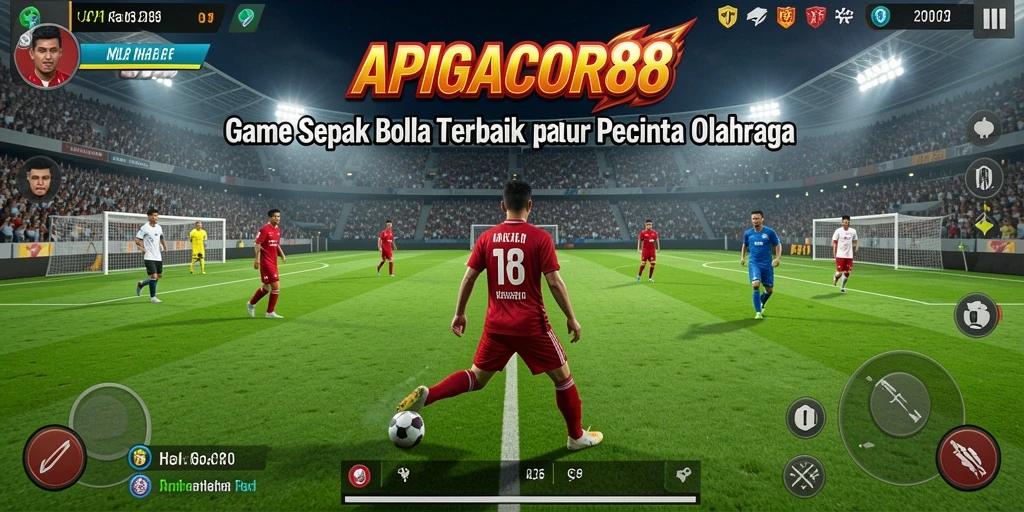 Tampilan gameplay seru di APIGACOR88 dengan aksi sepak bola yang intens.
