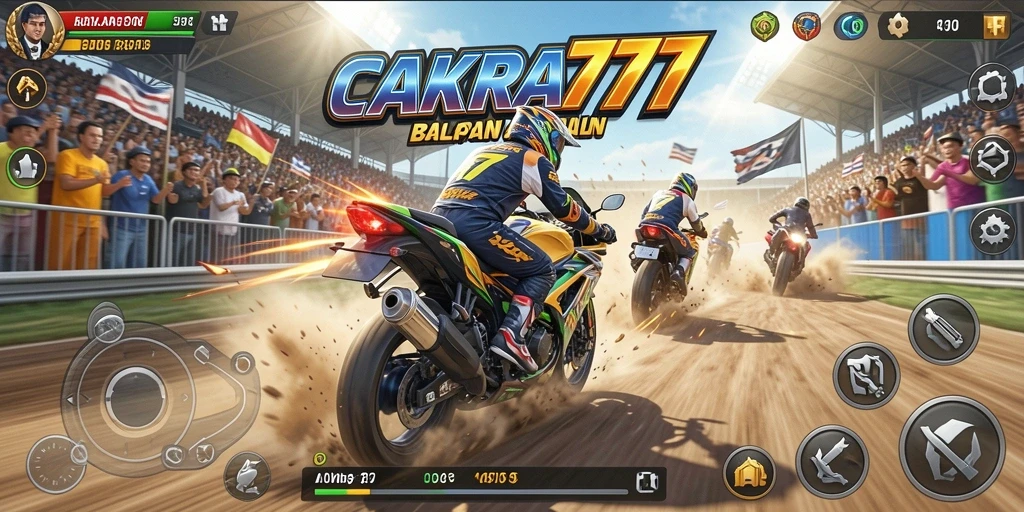 Tangkapan layar CAKRA777 yang menampilkan aksi balapan yang seru dan menegangkan.