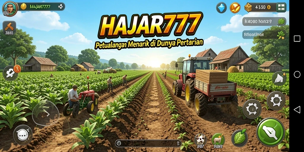 Screenshot gameplay HAJAR777 dengan suasana pertanian yang hidup.