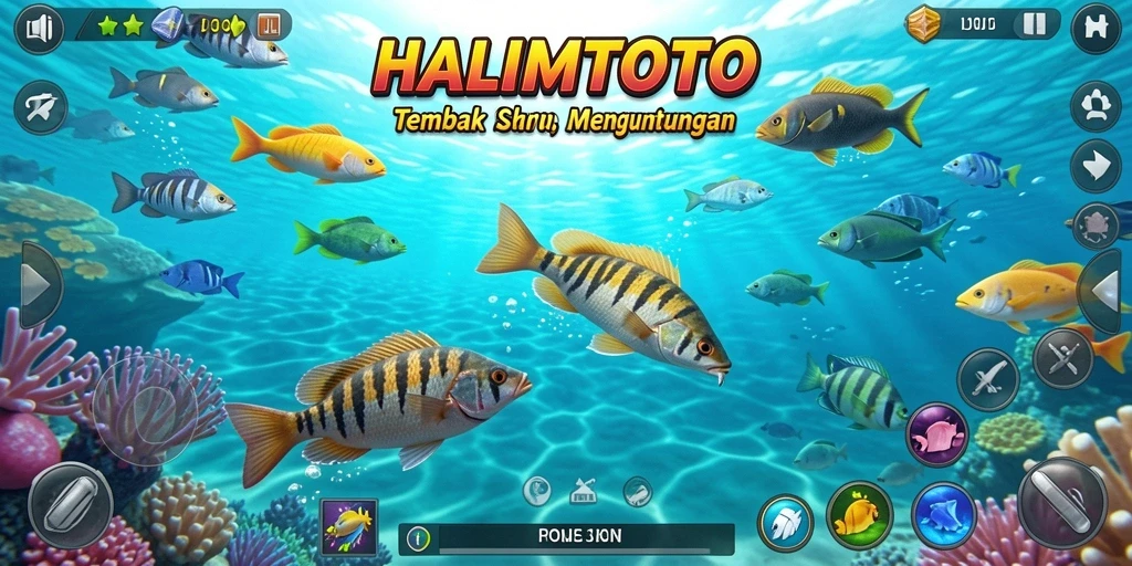 Screenshot menunjukkan aksi seru dalam gameplay Tembak Ikan.