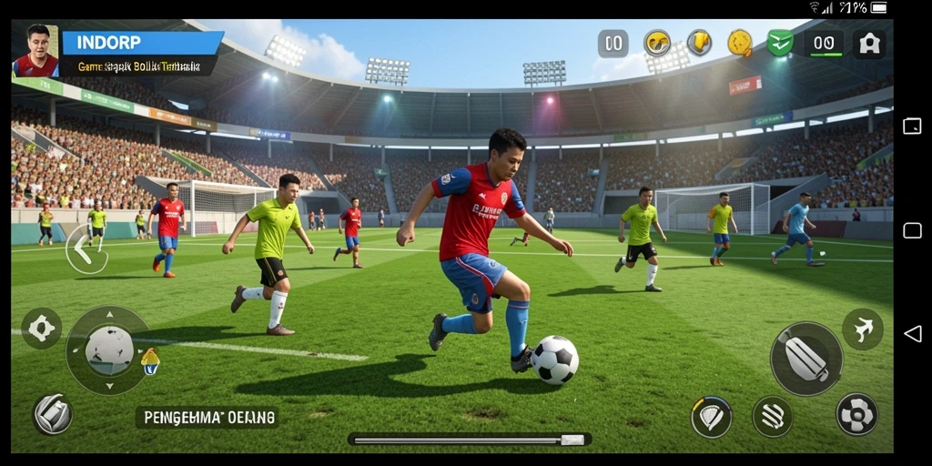 Tampilan gameplay INDORP yang mendebarkan dalam pertandingan sepak bola.