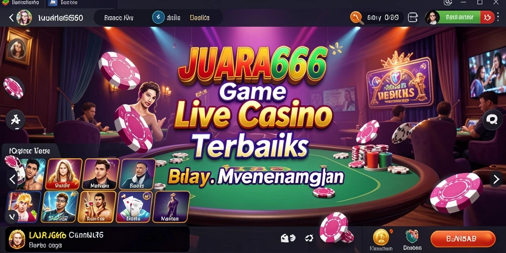 Screenshot gameplay JUARA666 yang menampilkan dealer langsung dan suasana kasino.