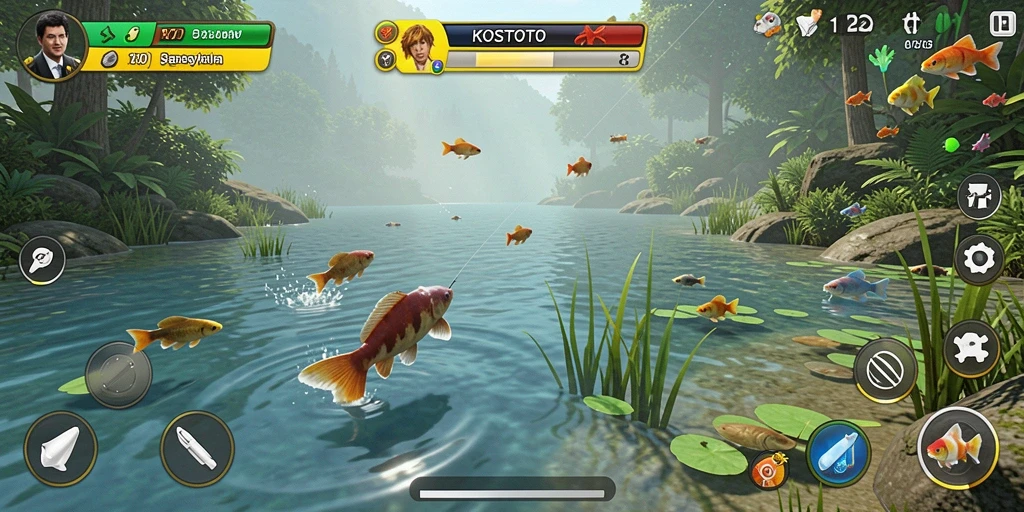 Tangkapan layar KOSTOTO menampilkan aksi memancing yang mendebarkan.