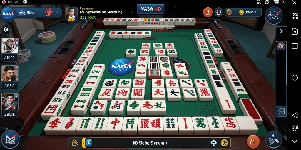 Screenshot utama gameplay NASA4D menampilkan suasana seru permainan Mahjong.