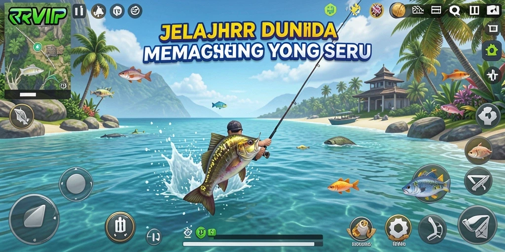 Tampilan gameplay <strong>RVIP</strong> yang menakjubkan dengan aksi memancing yang seru.