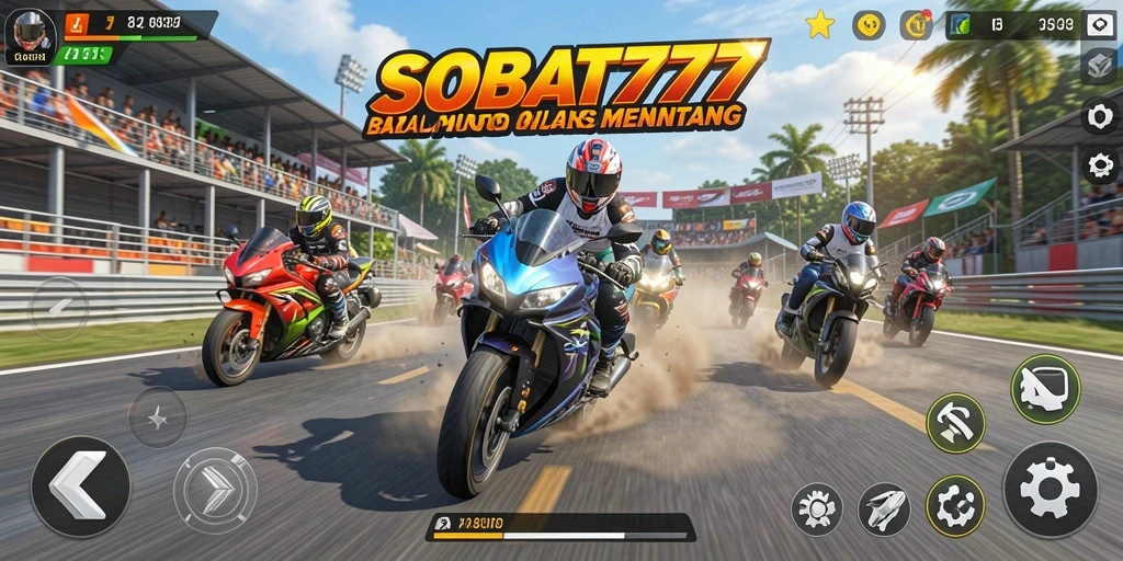 Tampilan balapan motor seru dalam SOBAT777.