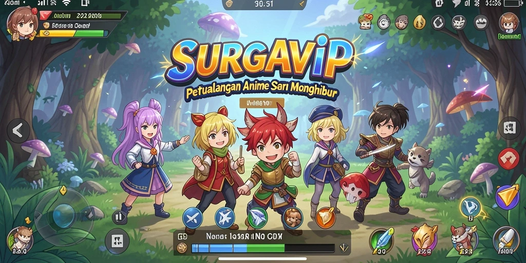 Screenshot SURGAVIP menunjukkan karakter anime beraksi dalam pertarungan epik.