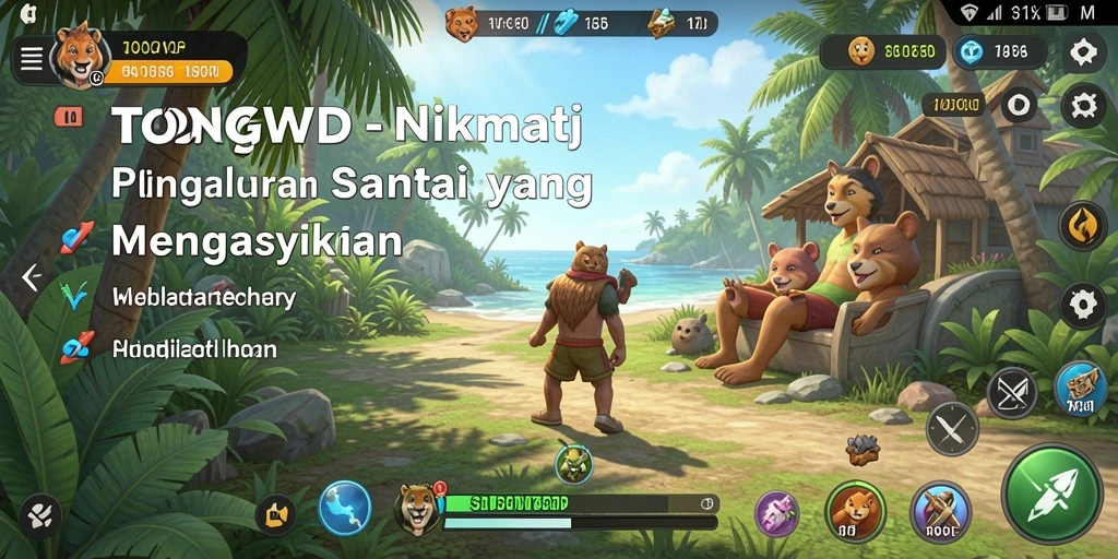 Screenshot gameplay TONGWD yang penuh warna dan menarik.
