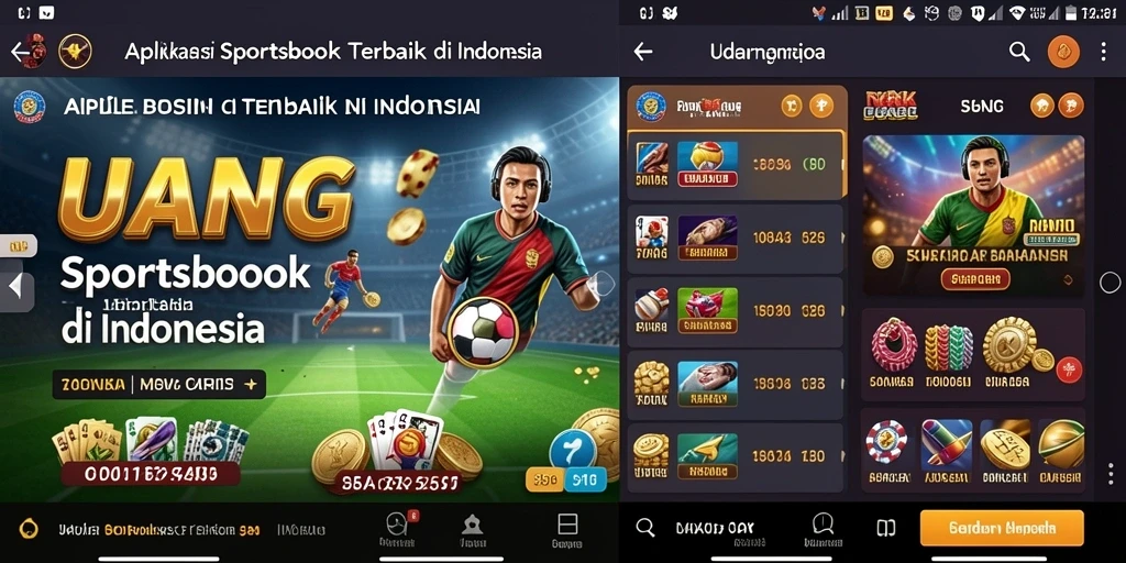 Tampilan utama UANG menunjukkan berbagai opsi taruhan olahraga yang menarik.