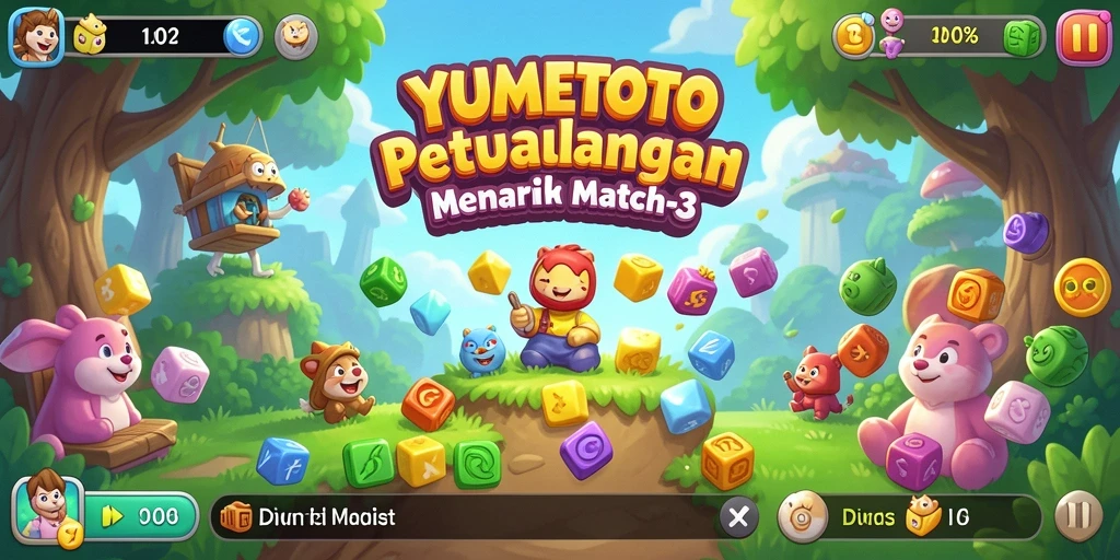 Tampilan gameplay YUMETOTO yang penuh warna dan menarik.